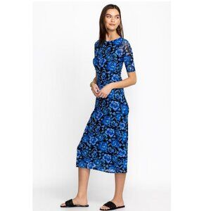 NWT- Johnny Was Blue Calanthe Mesh Midi Dress
